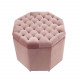 Dusty Pink Velvet Octagon Shape Storage Footstool Ottoman